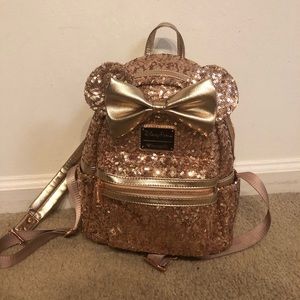 Rose Gold Minnie Ears Mini Loungefly Backpack